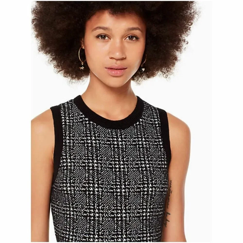 Kate Spade New York Houndstooth Mod Sweater Dress - Black/White S